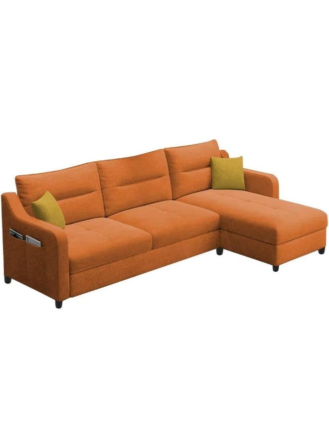 Generic Poppins HOME 4 Seater L Shape Sofa Set for Living Room Sophistication (LHS, Orange)  - Image 3