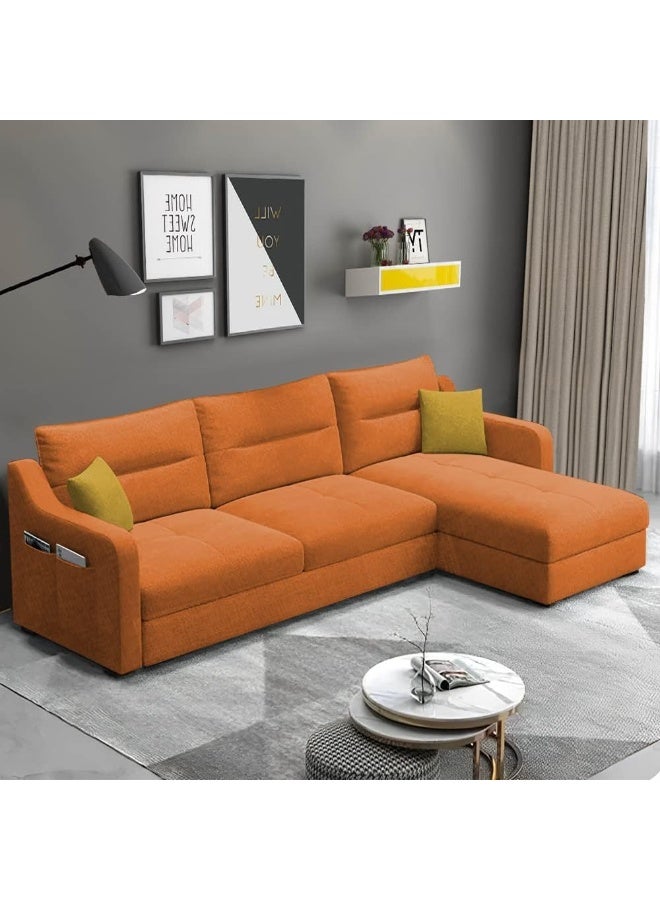 Generic Poppins HOME 4 Seater L Shape Sofa Set for Living Room Sophistication (LHS, Orange)  - Image 1