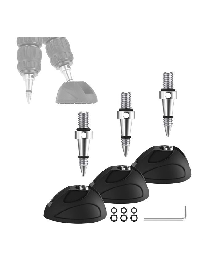 NEEWER Universal Tripod Feet Pad with Detachable Tripod Spikes, 3 Set Non Slip 60mm Diameter Tripod Monopod Rubber Feet Spikes Replacement with 3/8" Screw, Extra Stability and Flexible Angle - Image 1