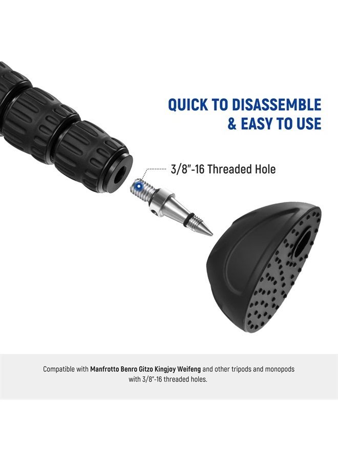 NEEWER Universal Tripod Feet Pad with Detachable Tripod Spikes, 3 Set Non Slip 60mm Diameter Tripod Monopod Rubber Feet Spikes Replacement with 3/8" Screw, Extra Stability and Flexible Angle - Image 5