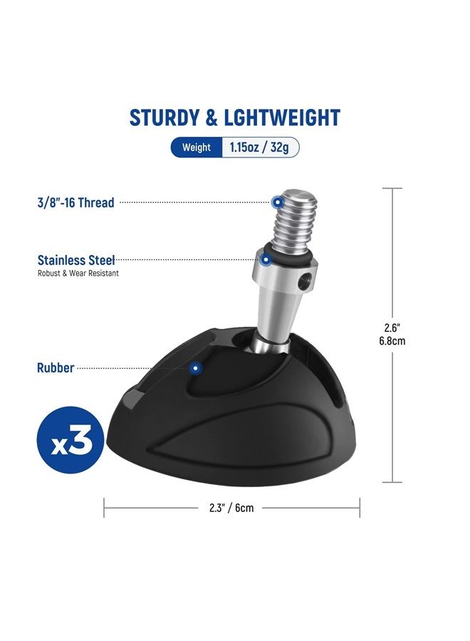 NEEWER Universal Tripod Feet Pad with Detachable Tripod Spikes, 3 Set Non Slip 60mm Diameter Tripod Monopod Rubber Feet Spikes Replacement with 3/8" Screw, Extra Stability and Flexible Angle - Image 2