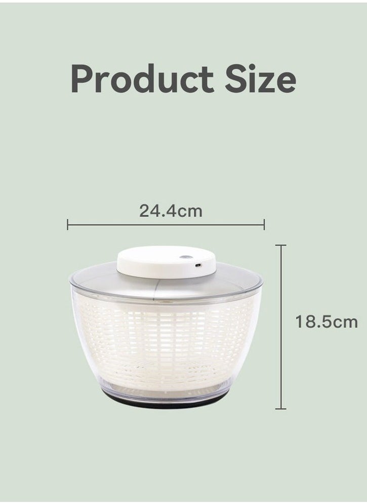 XiuWoo - Large Salad Spinner of 4.5L, USB Chargeable Drain Lettuce Spinner, Manual Reusable Quick Dry Vegetable Dryer with Bowl and Colander, Multifunction Fruit Cleaner Drainer, BPA Free - Image 1