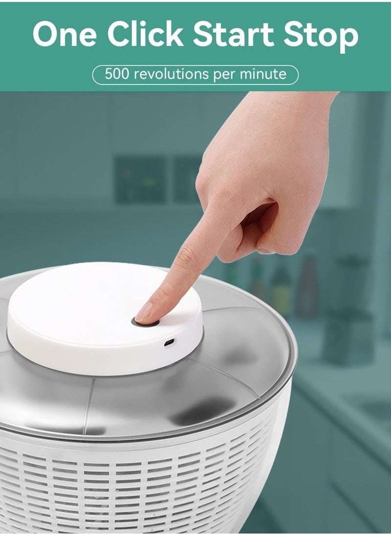 XiuWoo - Large Salad Spinner of 4.5L, USB Chargeable Drain Lettuce Spinner, Manual Reusable Quick Dry Vegetable Dryer with Bowl and Colander, Multifunction Fruit Cleaner Drainer, BPA Free - Image 1