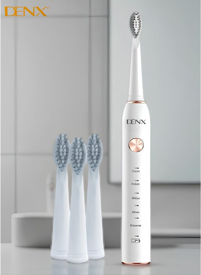 Denx Electric Sonic Toothbrush for Adults and Teens | 5 Modes, 3 Brush Heads, Ultrasonic Motor, Rechargeable, IPX7 Waterproof - Image 1