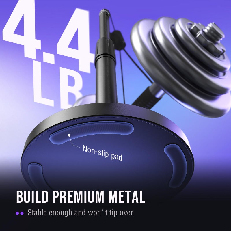 FIFINE Desktop Microphone Stand, Heavy-Duty Metal Adjustable Table Mic Stand with 5/8" Male to 3/8" Female Screw Adapter, 4 Non-Slip Pads Compatible with Microphones for Recording, Streaming-BS1 - Image 3