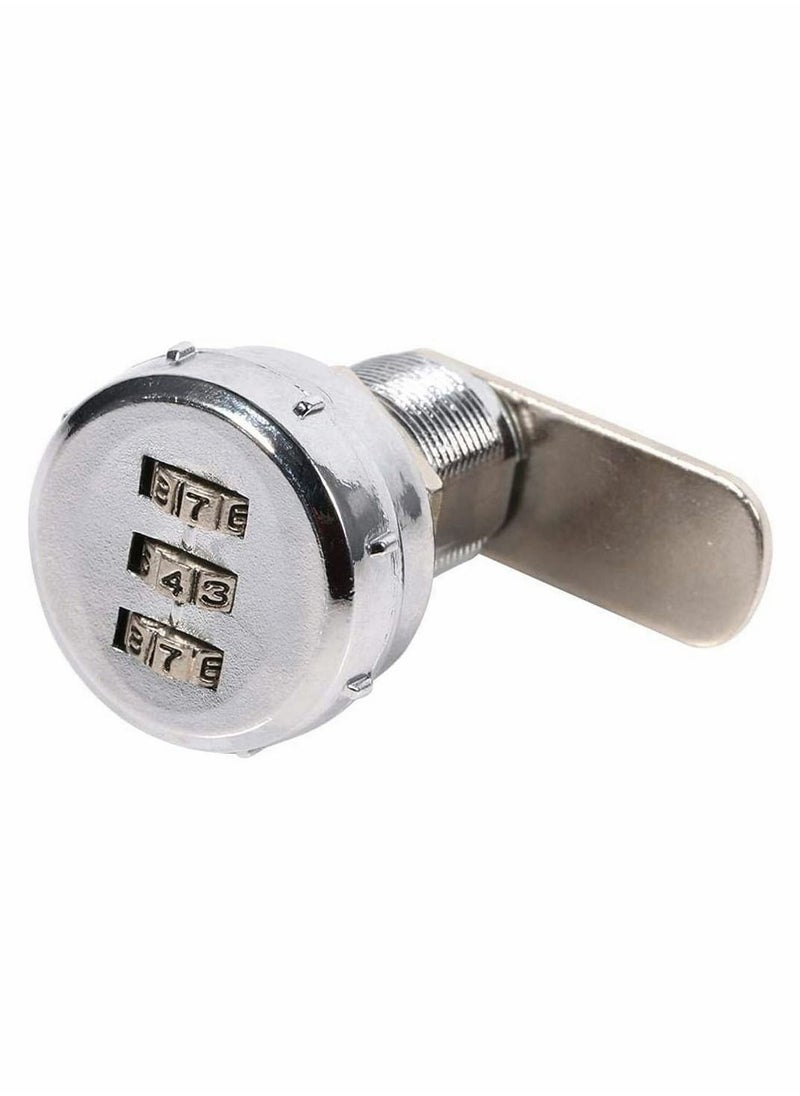 Y&D - Combination Cam Lock 20mm Cylinder Length 3 Digit Code Security Locks for 12 to 16mm Wooden Wardrobe Arcade Cupboard Drawer Mailbox Silver - Image 1