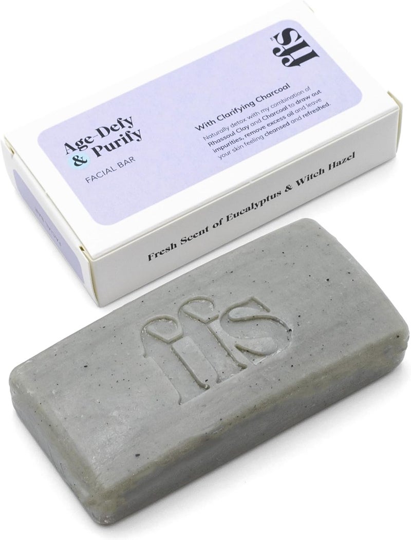 AgeDefy Purify Face Soap Bar CrueltyFree Vegan Natural Soap Bar wRhassoul Clay Charcoal for Breakouts Removing Dirt Excess Oils FFS Beauty Bar wWitch Hazel Eucalyptus Oil Scent