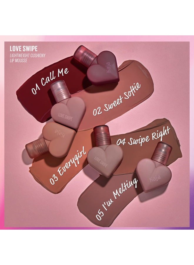 KAJA Lip Mousse - Love Swipe 01 Call Me | with Raspberry Seed Oil and Vitamin E, Buildable, Blendable, Moisturizing, Velvet Finish, Weightless Texture, Deep Shades, Vivid Color, Long Lasting, 0.22 Oz - Image 5