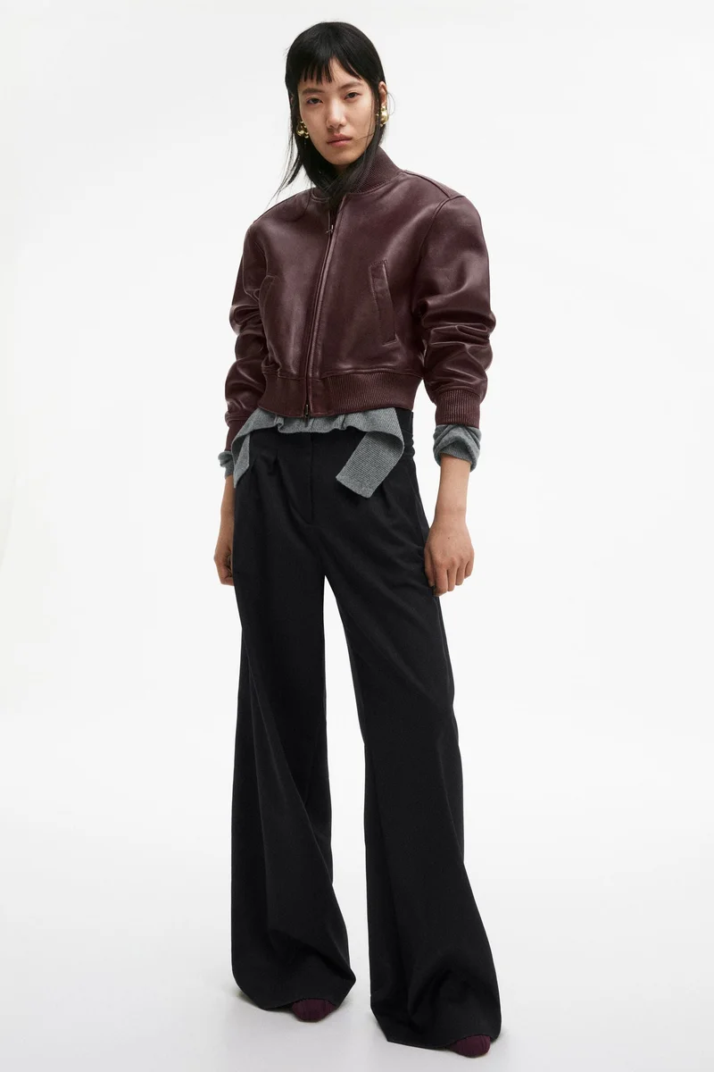 اتش اند ام جاكيت بومبر من الجلد