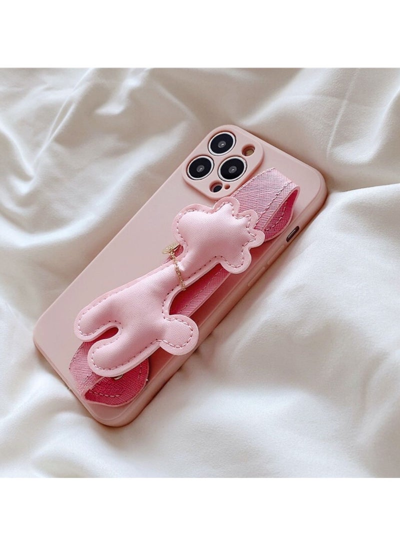 Miluraining Case for iPhone 14 Pro Max Case, Cute pink giraffe phone case with wristband, Case Compatible with iPhone 14 Pro Max, PU material Anti-fall Phone Fashion Cover Women Girls - Image 3