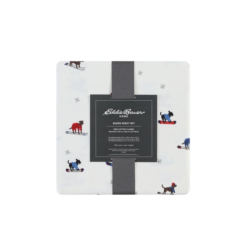 Eddie Bauer - Flannel Sheets Queen Size, Anti-Pilling & Wrinkle Resistant Cotton, Touchably Soft for All-Season Comfort - Bed Sheets with Matching Pillowcases & Fitted Sheet (Ski Patrol White) - Image 4