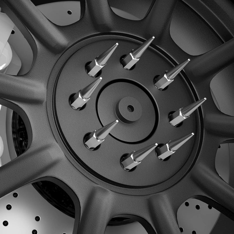 dynofit Store 9/16-18 Wheel Spike Lug Nuts, 32x Chrome 9/16 inchx18 Lug Nut with 1 Socket Key, 4.4'' Tall Closed End Lug Nuts for 1994-2011 Dodge Ram 1500 2500 3500/1988-1998 F250 F350 - Image 4