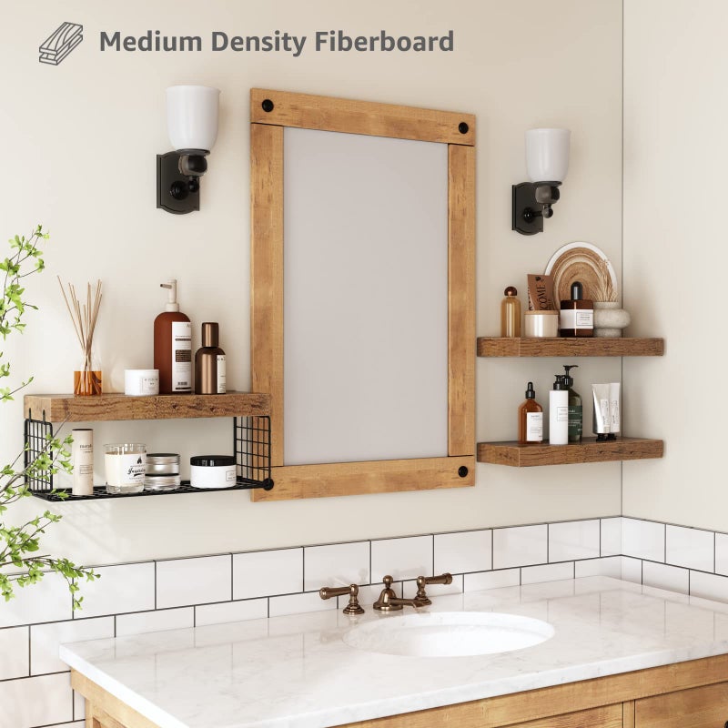 QEEIG Bathroom Shelves Over Toilet - Wall Mounted Floating Shelves Toilet Paper Storage Small Farmhouse Decor Shelf 16 inch Set of 3, Rustic Brown (019-BN3) - Image 5