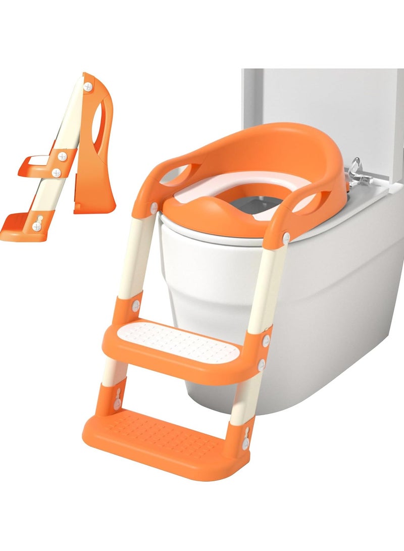 Youth Potty Training Seat with Step Ladder, Comfortable, Safe and Non-Slip, with Adjustable Ladder for Boys, Girls and Toddlers
