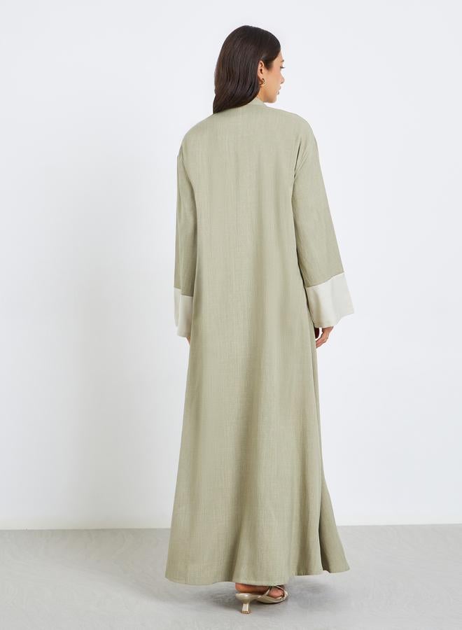 ستايلي عباية بألوان متعددة وأطراف أكمام متباينة - Image 5