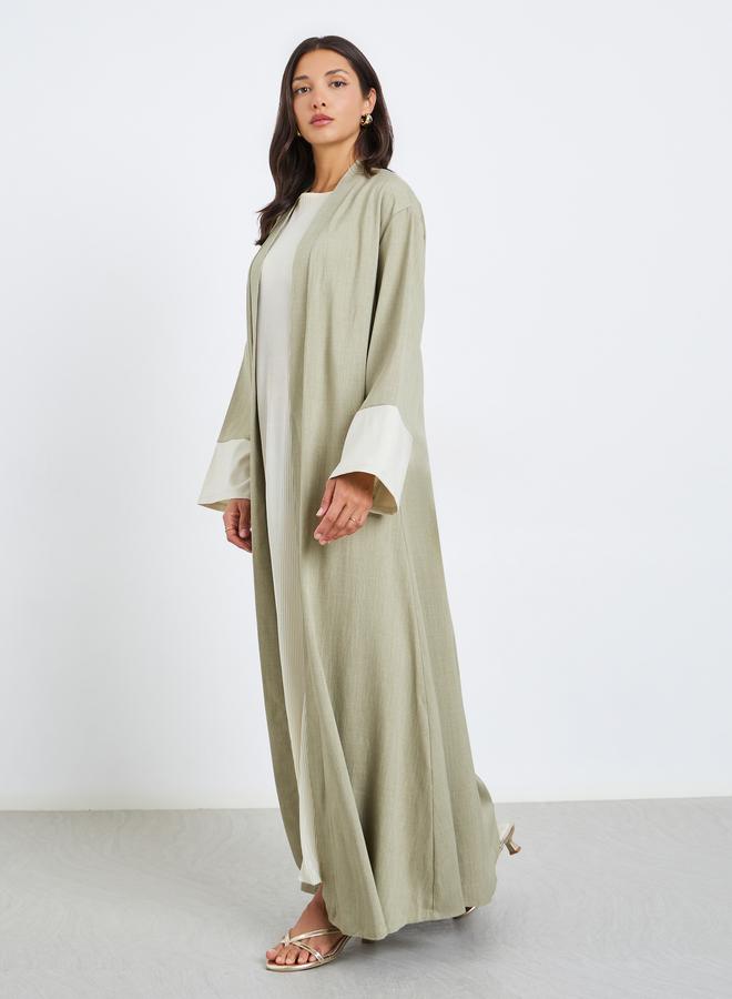 ستايلي عباية بألوان متعددة وأطراف أكمام متباينة - Image 3