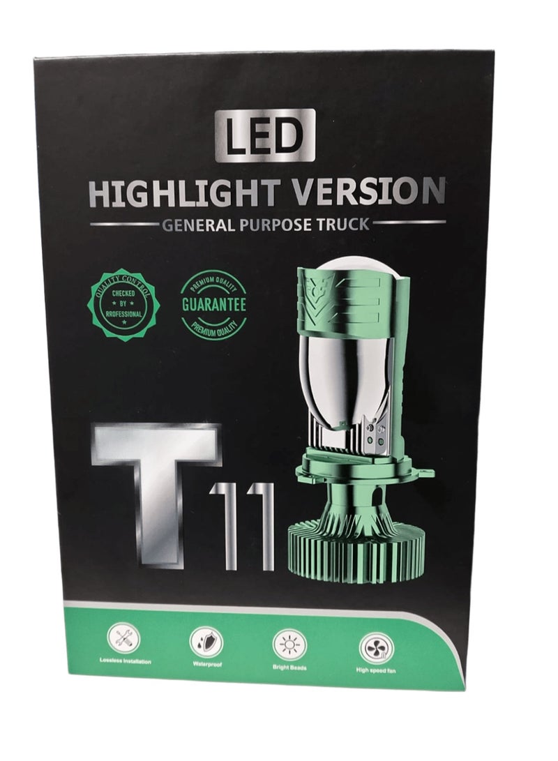 أما طقم مصابيح أمامية للسيارة بتقنية LED T11 H4، أقصى سطوع 6000 كلفن - Image 1