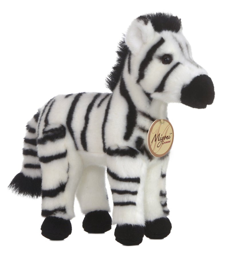 Aurora Adorable Miyoni Zebra Stuffed Animal - Lifelike Detail - Cherished Companionship - White 11 Inches