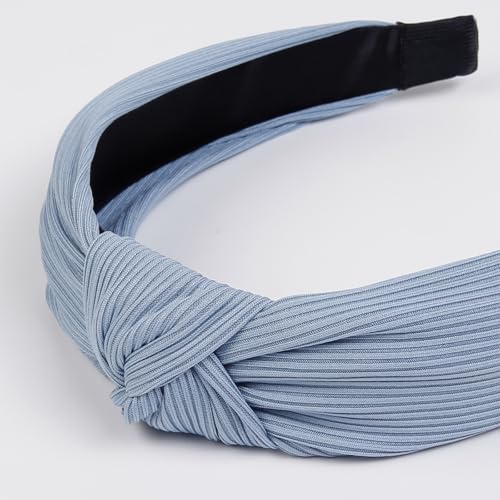 AIBFRID 3 Packs Top Knot Headbands for Women, Blue Knotted Head Bands for Women's Hair Floral Spring Summer Hairbands Cute Hair Accessories - Image 2