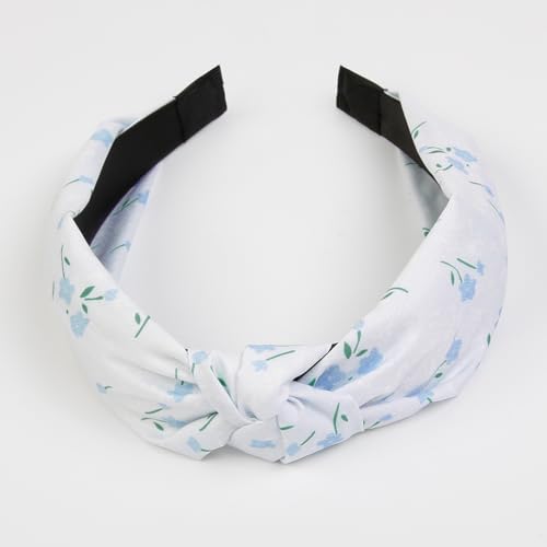AIBFRID 3 Packs Top Knot Headbands for Women, Blue Knotted Head Bands for Women's Hair Floral Spring Summer Hairbands Cute Hair Accessories - Image 3