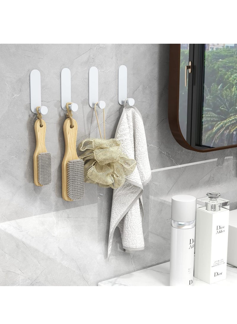 SYOSI - 4 PCS White Adhesive Hooks, Self Adhesive Hooks, No Nails Wall Hangers, Suitable for Hanging Robe, Clothes, Keys, Kitchen Hallway Hooks, Bathroom Tower Hooks (Glue Sticky) - Image 1