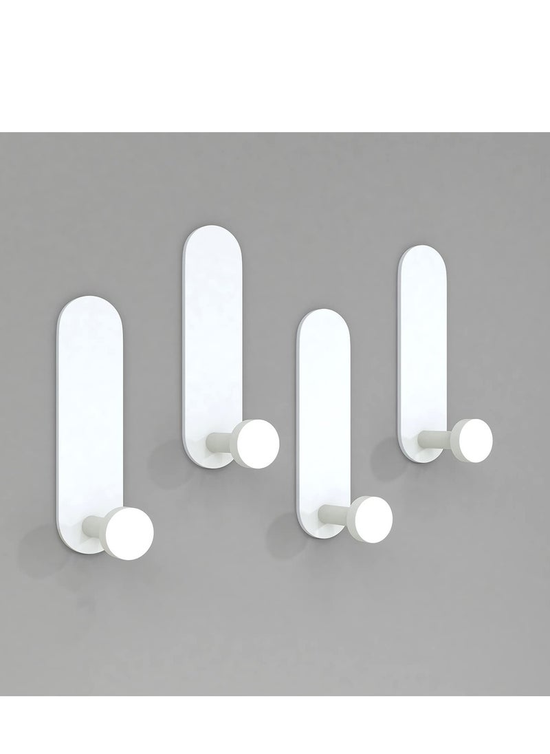 SYOSI - 4 PCS White Adhesive Hooks, Self Adhesive Hooks, No Nails Wall Hangers, Suitable for Hanging Robe, Clothes, Keys, Kitchen Hallway Hooks, Bathroom Tower Hooks (Glue Sticky) - Image 1
