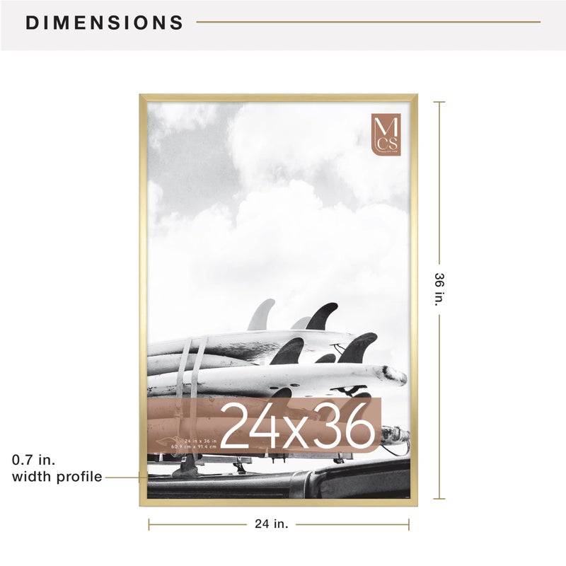 MCS Foundation 24x36 Poster Frame Traditional Brass, Vertical & Horizontal Wall Hanging Large Picture Frame for Photos, Posters & Art Prints (1-Pack) - Image 5