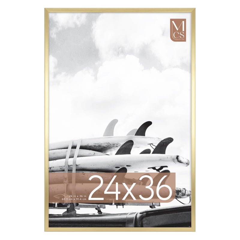 MCS Foundation 24x36 Poster Frame Traditional Brass, Vertical & Horizontal Wall Hanging Large Picture Frame for Photos, Posters & Art Prints (1-Pack) - Image 1