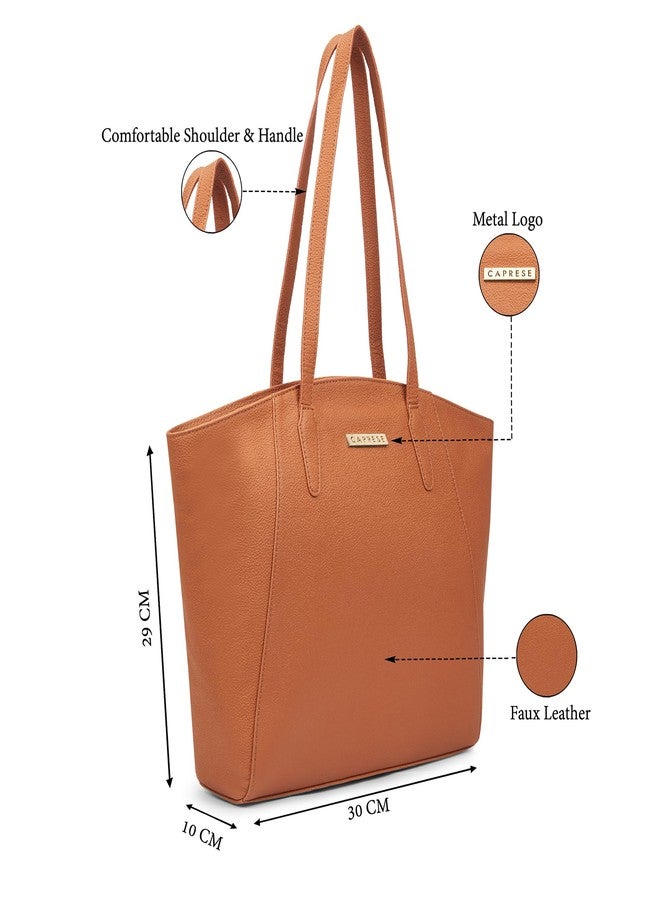 Caprese Ruby Large Tote Bag for Women with Comfortable Straps | Stylish Shoulder & Handheld Bag | Fits Up to 16 Inch Laptop | Durable, Multi-Compartment Design for Work, Travel, Shopping (Tan) - Image 3