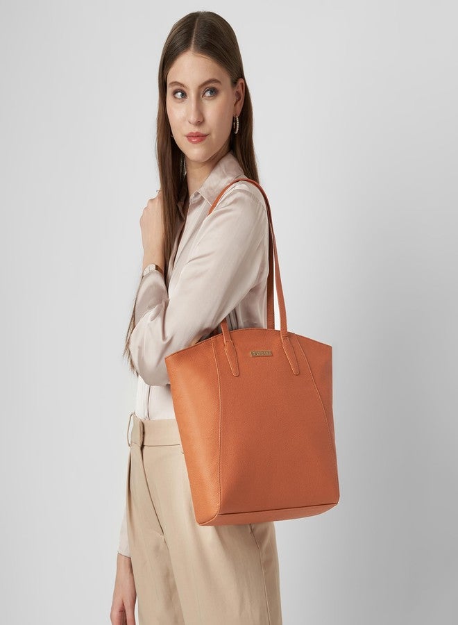 Caprese Ruby Large Tote Bag for Women with Comfortable Straps | Stylish Shoulder & Handheld Bag | Fits Up to 16 Inch Laptop | Durable, Multi-Compartment Design for Work, Travel, Shopping (Tan) - Image 2