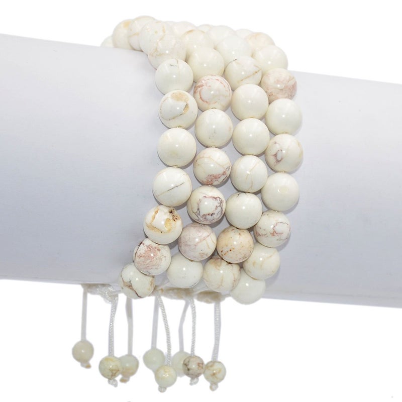 AD Beads Natural 10mm Gemstone Bracelets Healing Power Crystal Macrame Adjustable 7-9 Inch (White Turquoise) - Image 3