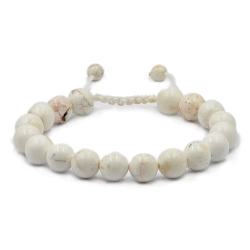 AD Beads Natural 10mm Gemstone Bracelets Healing Power Crystal Macrame Adjustable 7-9 Inch (White Turquoise) - Image 1