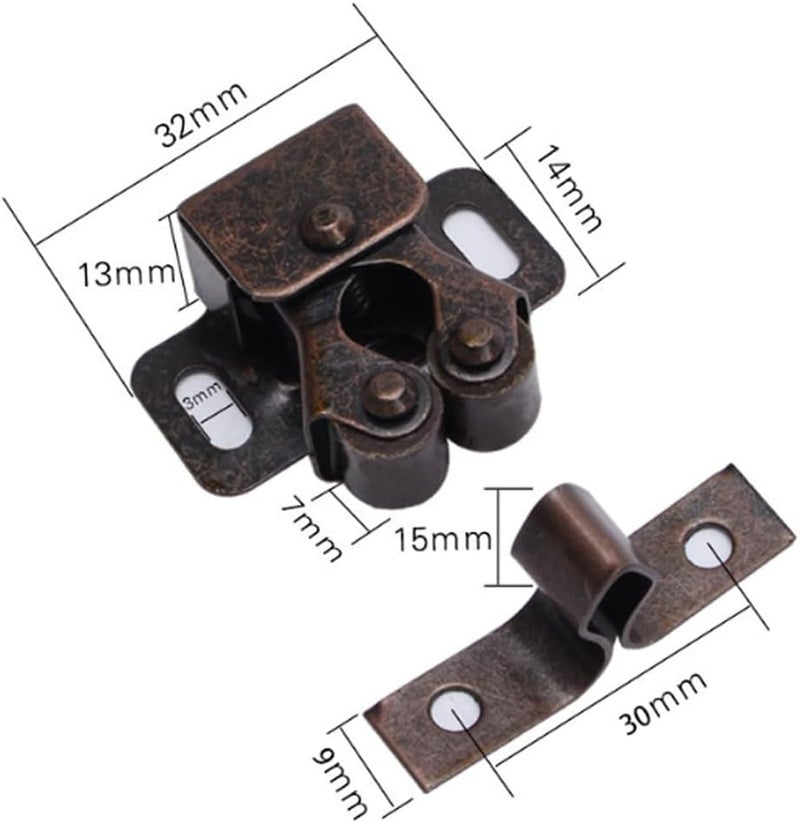 Allwin 6 Pack Cabinet Latch - Double Roller Catch Hardware for Cupboard Closet Kitchen Cabinet Door Latches and RV Cabinet,Bronze - Image 2