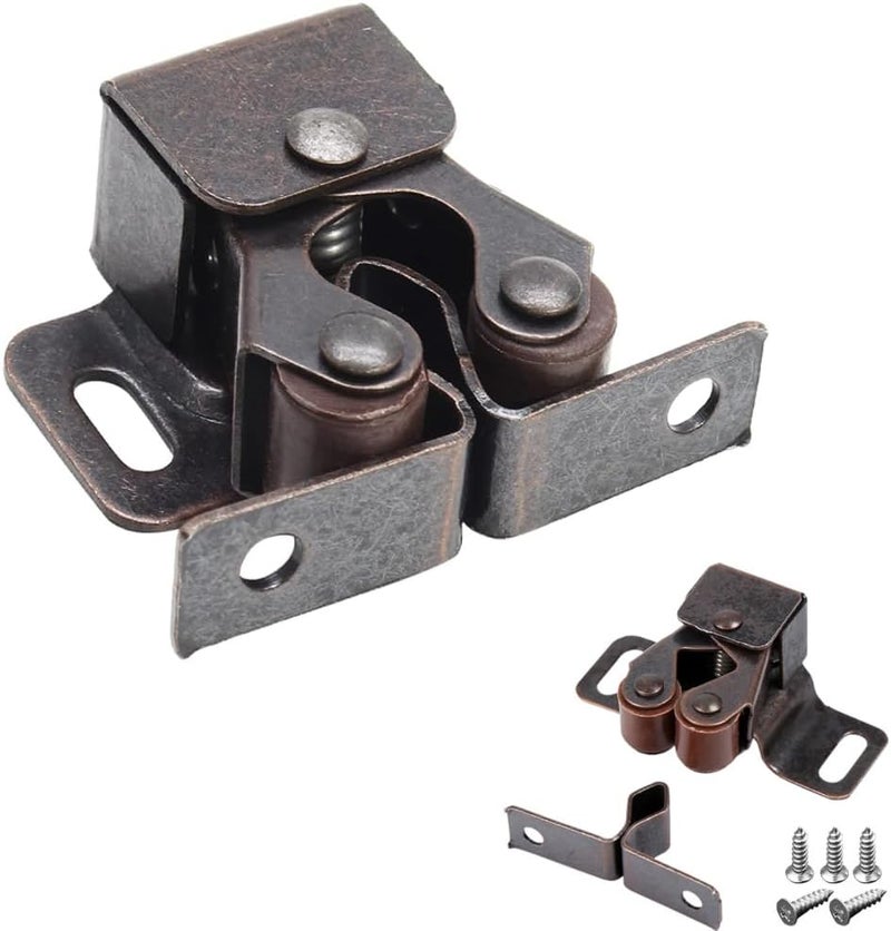 Allwin 6 Pack Cabinet Latch - Double Roller Catch Hardware for Cupboard Closet Kitchen Cabinet Door Latches and RV Cabinet,Bronze - Image 1