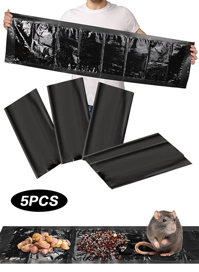 سويت لايف 5 Pcs 47 Inch Ultra Large Sticky Mouse Glue Traps Sticky Rat Trap That Work for Rats Roaches Rodents Heavy Duty Pre Baited Mats Indoor Outdoor Catch Pest (Black) - Image 1