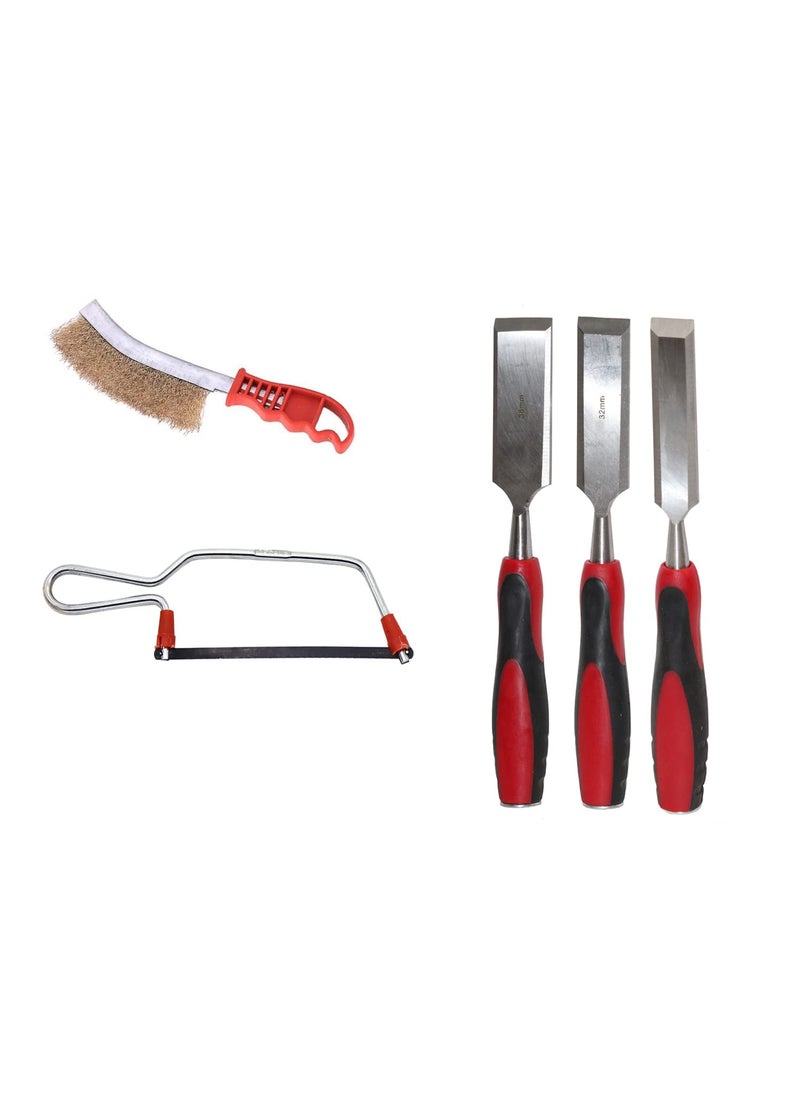 Digital Craft - Digital Craft Hand Tools Kit For Home Use Chisel Kit for Woodworking Carving Size 25mm 32mm 38mmHacksawKnife Brush - Image 1