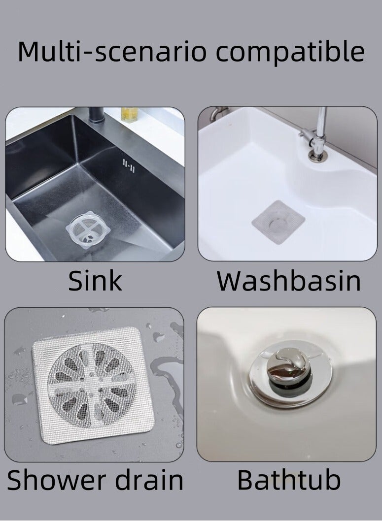 50-Pack Self-Adhesive Drain Covers - Bathroom Hair Catcher & Kitchen Sink Strainer, Anti-Clog/Anti-Insect Mesh Filters - Image 5