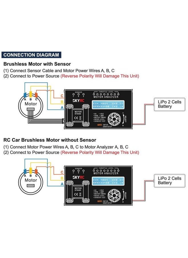 SKYRC - Brushless Motor Analyzer: Motor Kv, Rpm, Timing Measurement, Hall Sensor Check, Brushless Motor Tester With 2X16 Characters Lcd - Ideal For Rc Hobby - Image 1