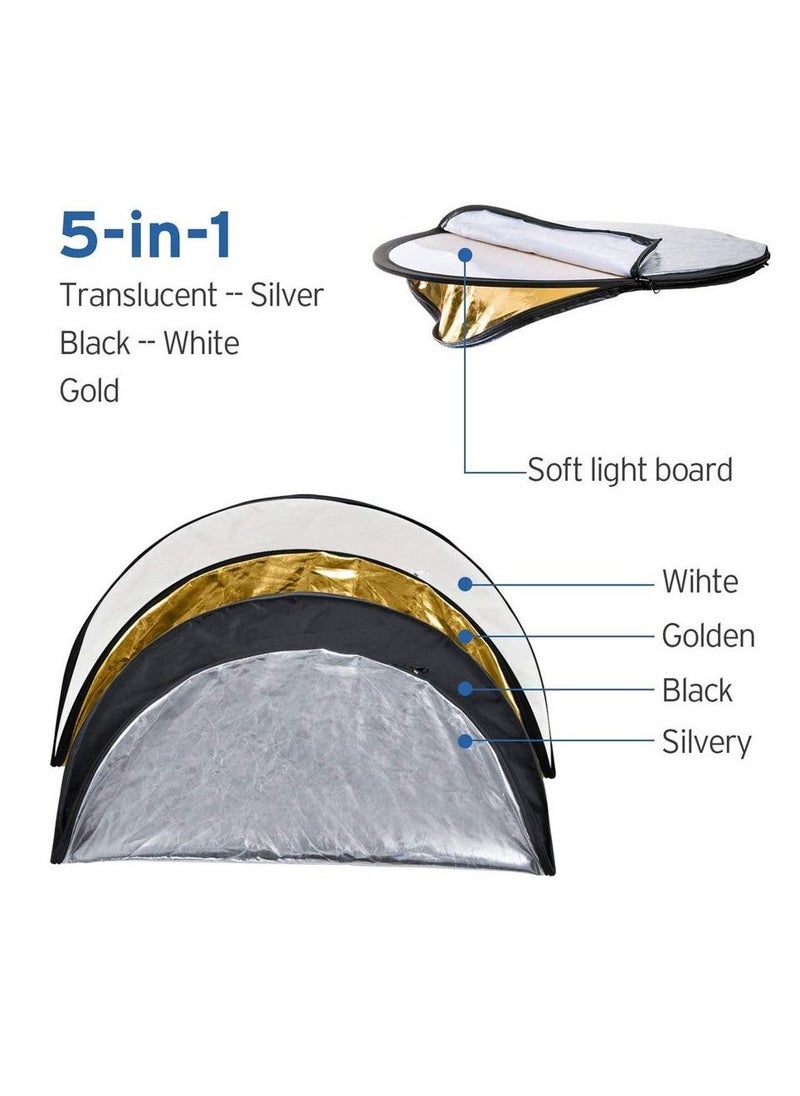 Generic 5-in-1 Portable Oval Collapsible Photography Light Ellipse Reflector (60cm)  - Image 3