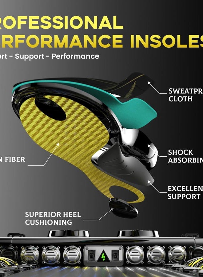 Welnove Carbon Fiber Sport Insoles with Arch Support - Welnove Shock Absorbing Performance Insoles,Non-Cleated Shoes - Run Faster, Jump Higher- Energy Return & Injury Protection (Gold,XL) - Image 4