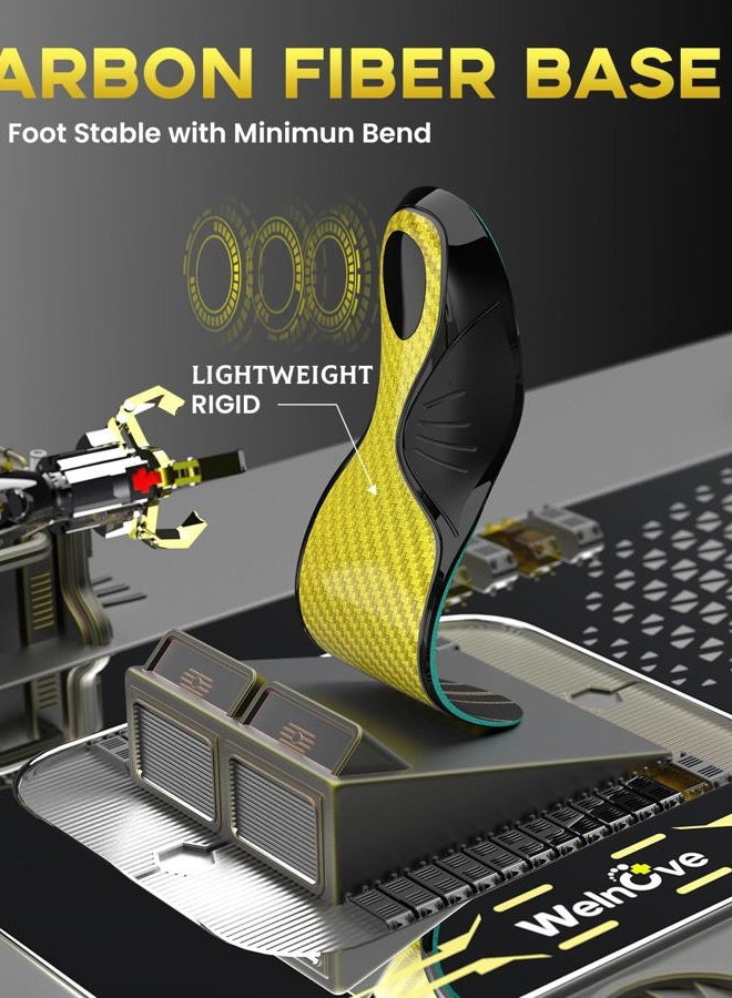 Welnove Carbon Fiber Sport Insoles with Arch Support - Welnove Shock Absorbing Performance Insoles,Non-Cleated Shoes - Run Faster, Jump Higher- Energy Return & Injury Protection (Gold,XL) - Image 3