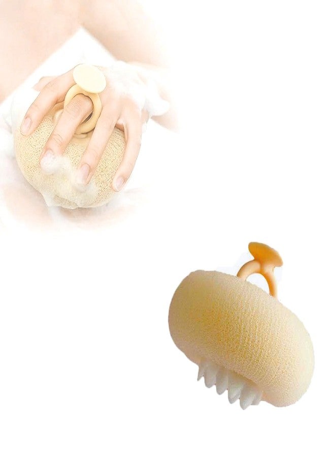 ZQtyf Super Soft Sunflower Suction Cup Bath Ball, New Upgraded 2-in-1 Sunflower Ball Exfoliating Loofah Sponge Mesh Pouf Shower Ball with Comfortable Non-Slip Handle (Yellow) - Image 1