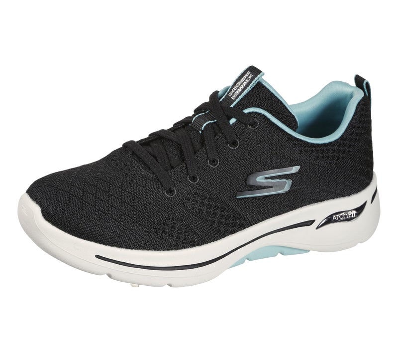 Skechers Women's Go Walk Arch Fit-Unify Sneaker, Black/Aqua, 5 - Image 1