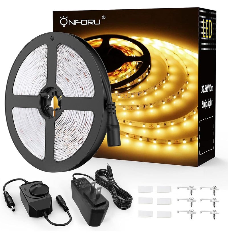 Onforu LED Strip Lights Warm White328ft Dimmable 3000k Led Lights for BedroomSoft White Rope Light2835 LEDs 12V Flexible Strip Tape Easter Lighting for Under CabinetHomeKitchenBedroomChristmas