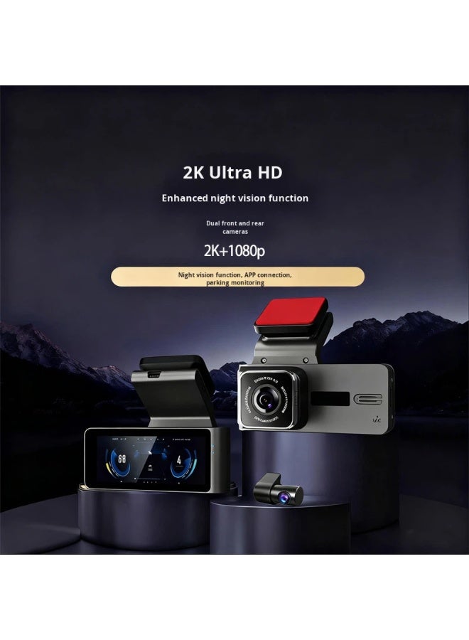 Diamond X9 Dual Dash Cam 2K Front & 1080P Rear Camera with 3.16 Inch IPS Screen | WiFi Car DVR Recorder | Night Vision | Loop Recording | G-Sensor | Parking Monitoring | 140° Wide Angle Vehicle Camera - Image 3