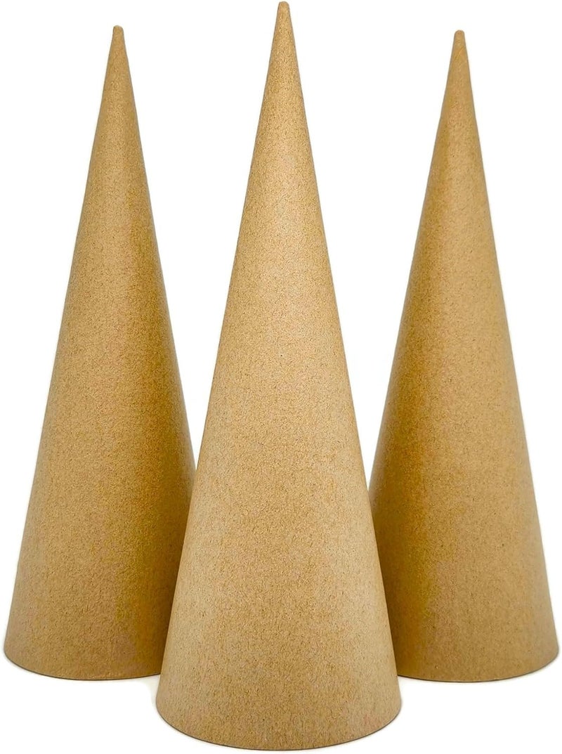 AllStellar Paper Mache Cones Open Bottom 12.2x4.5 in. Set of 3 (Medium Plus) - For DIY Art Projects, Crafts and Decorations! - Image 2