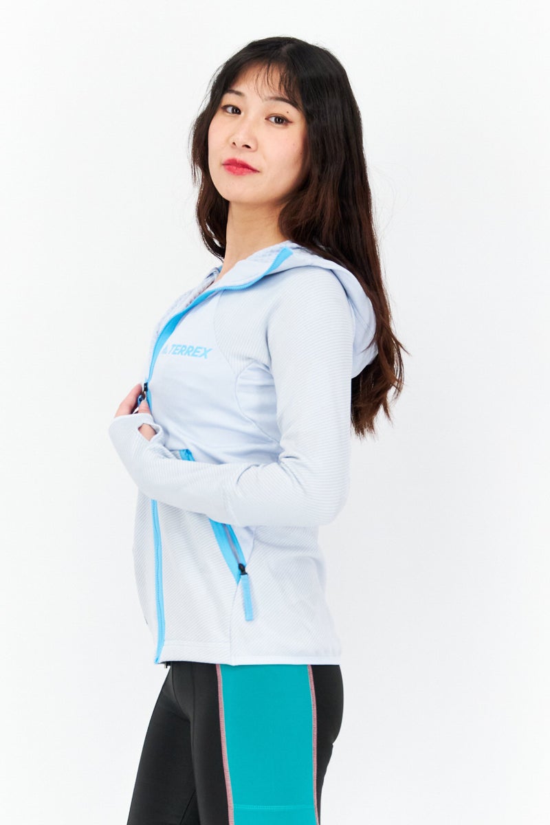 Adidas Women Sportswear Fit Full Zip Long Sleeve Training Sweatshirt, Blue - Image 3