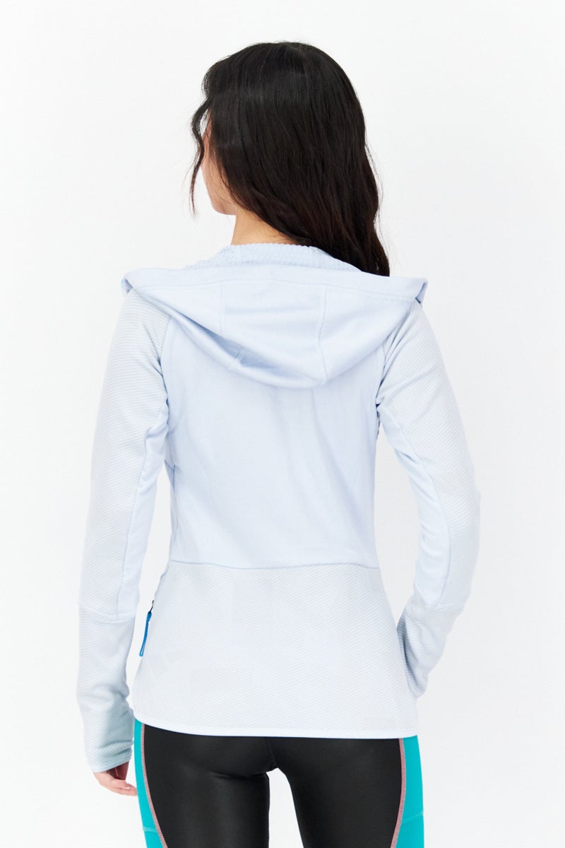Adidas Women Sportswear Fit Full Zip Long Sleeve Training Sweatshirt, Blue - Image 2