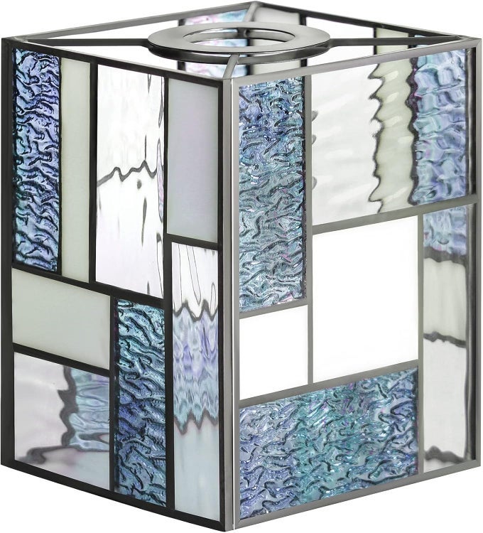 TIFFANY LAMP SHADEW5 X H6 HANDMADE STAINED GLASS SHADE FOR LAMPSHADE REPLACEMENTCHANDELIERPENDANT LIGHTINGWALL SCONCESTABLE LAMPFLOOR LIGHTBLUE