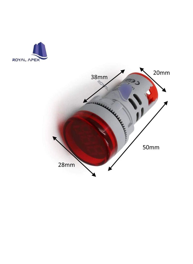 Digital Round Pilot LED Voltmeter Display AC 60-500V | Voltage Power Monitor Indicator Panel Light Pack of 3 (Red)  - Image 2